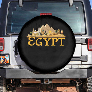 Ancient Egypt Pyramids Sphinx Graphic Spare Tire Cover Vintage Egypt Anubis History Buff Travel Souvenir TS02 No hole Black Print Your Wear