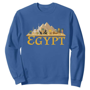 Ancient Egypt Pyramids Sphinx Graphic Sweatshirt Vintage Egypt Anubis History Buff Travel Souvenir TS02 Royal Blue Print Your Wear