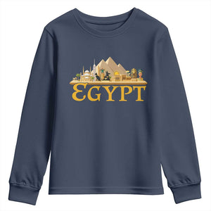 Ancient Egypt Pyramids Sphinx Graphic Youth Sweatshirt Vintage Egypt Anubis History Buff Travel Souvenir TS02 Navy Print Your Wear