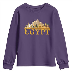 Ancient Egypt Pyramids Sphinx Graphic Youth Sweatshirt Vintage Egypt Anubis History Buff Travel Souvenir TS02 Purple Print Your Wear