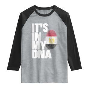 Egypt It's In My DNA Flag Fingerprint Graphic Raglan Shirt Egyptian Heritage Pride Roots TS02 Heather Gray Black Print Your Wear