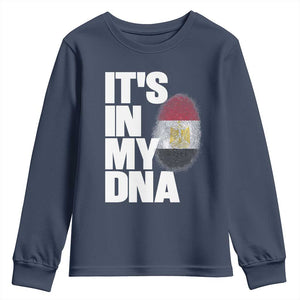 Egypt It's In My DNA Flag Fingerprint Graphic Youth Sweatshirt Egyptian Heritage Pride Roots TS02 Navy Print Your Wear