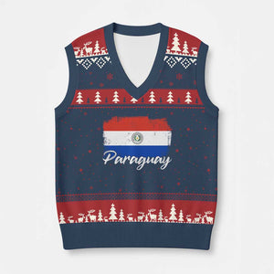 Vintage Paraguay Flag Paraguaya Heritage Pride Roots V-Neck Knit Sweater Vest TS02 Navy Red Print Your Wear