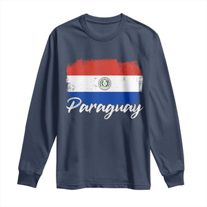 Vintage Paraguay Flag Paraguaya Heritage Pride Roots Long Sleeve Shirt TS02 Navy Print Your Wear