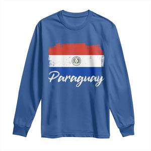 Vintage Paraguay Flag Paraguaya Heritage Pride Roots Long Sleeve Shirt TS02 Royal Blue Print Your Wear