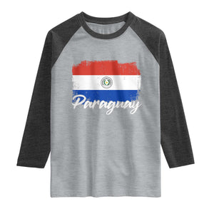Vintage Paraguay Flag Paraguaya Heritage Pride Roots Raglan Shirt TS02 Heather Gray Heather Charcoal Print Your Wear