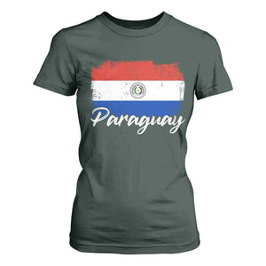 Vintage Paraguay Flag Paraguaya Heritage Pride Roots T Shirt For Women TS02 Dark Forest Green Print Your Wear