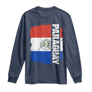 Paraguay Proud Roots Vintage Paraguaya Flag Heritage Pride Long Sleeve Shirt TS02 Navy Print Your Wear