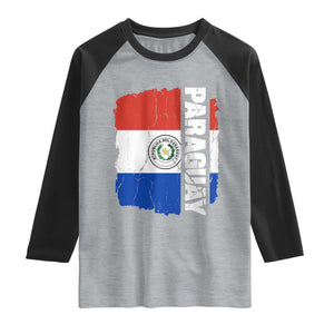 Paraguay Proud Roots Vintage Paraguaya Flag Heritage Pride Raglan Shirt TS02 Heather Gray Black Print Your Wear
