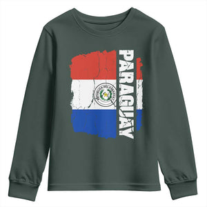 Paraguay Proud Roots Vintage Paraguaya Flag Heritage Pride Youth Sweatshirt TS02 Dark Forest Green Print Your Wear