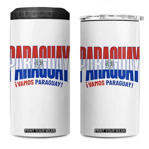 Vamos Paraguay Long Live Soccer Cheer 4 in 1 Can Cooler Tumbler Patriotic Paraguaya Futbol Football Fans Pride TS02 One Size: 16 oz White Print Your Wear