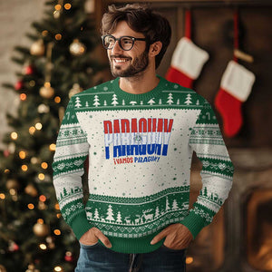 Vamos Paraguay Long Live Soccer Cheer Ugly Christmas Sweater Patriotic Paraguaya Futbol Football Fans Pride TS02 Beige Green Print Your Wear