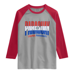 Vamos Paraguay Long Live Soccer Cheer Raglan Shirt Patriotic Paraguaya Futbol Football Fans Pride TS02 Sport Gray Red Print Your Wear