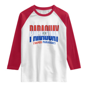 Vamos Paraguay Long Live Soccer Cheer Raglan Shirt Patriotic Paraguaya Futbol Football Fans Pride TS02 White Red Print Your Wear