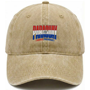 Vamos Paraguay Long Live Soccer Cheer Washed Cotton Baseball Cap Patriotic Paraguaya Futbol Football Fans Pride TS02 Print Your Wear