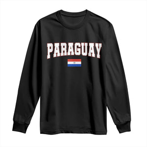 Paraguay Retro Athletic Varsity Style Long Sleeve Shirt Paraguaya Flag Country Pride Heritage TS02 Black Print Your Wear