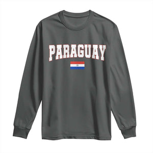 Paraguay Retro Athletic Varsity Style Long Sleeve Shirt Paraguaya Flag Country Pride Heritage TS02 S Dark Heather Print Your Wear