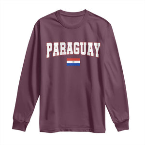 Paraguay Retro Athletic Varsity Style Long Sleeve Shirt Paraguaya Flag Country Pride Heritage TS02 Maroon Print Your Wear