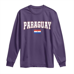 Paraguay Retro Athletic Varsity Style Long Sleeve Shirt Paraguaya Flag Country Pride Heritage TS02 Purple Print Your Wear