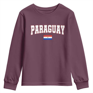 Paraguay Retro Athletic Varsity Style Youth Sweatshirt Paraguaya Flag Country Pride Heritage TS02 Maroon Print Your Wear