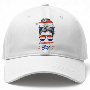 Proud Paraguayan Girl Messy Bun Bandana Aviator Sunglasses Baseball Cap Paraguay Heritage Roots HispanicLatina Pride TS02 Print Your Wear