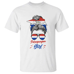 Proud Paraguayan Girl Messy Bun Bandana Aviator Sunglasses T Shirt Paraguay Heritage Roots HispanicLatina Pride TS02 White Print Your Wear