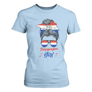 Proud Paraguayan Girl Messy Bun Bandana Aviator Sunglasses T Shirt For Women Paraguay Heritage Roots HispanicLatina Pride TS02 Light Blue Print Your Wear