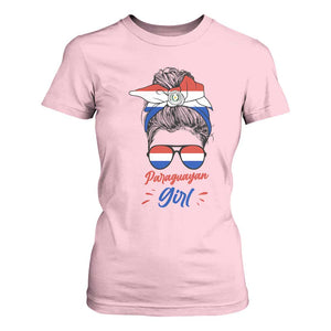 Proud Paraguayan Girl Messy Bun Bandana Aviator Sunglasses T Shirt For Women Paraguay Heritage Roots HispanicLatina Pride TS02 Light Pink Print Your Wear