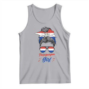 Proud Paraguayan Girl Messy Bun Bandana Aviator Sunglasses Tank Top Paraguay Heritage Roots HispanicLatina Pride TS02 Athletic Heather Print Your Wear