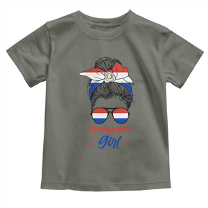 Proud Paraguayan Girl Messy Bun Bandana Aviator Sunglasses Toddler T Shirt Paraguay Heritage Roots HispanicLatina Pride TS02 Military Green Print Your Wear