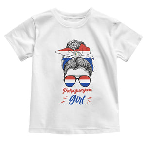 Proud Paraguayan Girl Messy Bun Bandana Aviator Sunglasses Toddler T Shirt Paraguay Heritage Roots HispanicLatina Pride TS02 White Print Your Wear