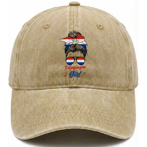 Proud Paraguayan Girl Messy Bun Bandana Aviator Sunglasses Washed Cotton Baseball Cap Paraguay Heritage Roots HispanicLatina Pride TS02 Print Your Wear