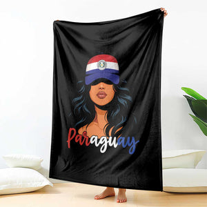 Proud Paraguayan Woman Melanin Curls Afro Latina Throw Blanket Paraguay Flag Roots Hispanic Heritage Pride TS02 Print Your Wear