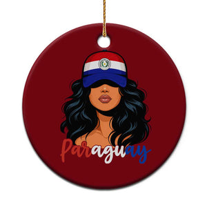 Proud Paraguayan Woman Melanin Curls Afro Latina Ceramic Ornament Paraguay Flag Roots Hispanic Heritage Pride TS02 1pc Red Print Your Wear