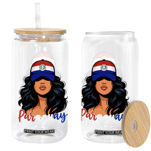 Proud Paraguayan Woman Melanin Curls Afro Latina Glass Can Paraguay Flag Roots Hispanic Heritage Pride TS02 Print Your Wear