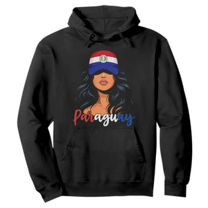 Proud Paraguayan Woman Melanin Curls Afro Latina Hoodie Paraguay Flag Roots Hispanic Heritage Pride TS02 Black Print Your Wear