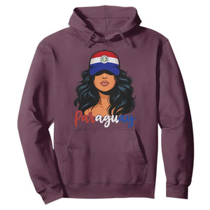 Proud Paraguayan Woman Melanin Curls Afro Latina Hoodie Paraguay Flag Roots Hispanic Heritage Pride TS02 Maroon Print Your Wear