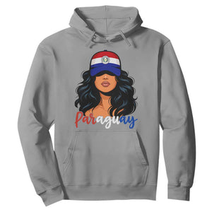 Proud Paraguayan Woman Melanin Curls Afro Latina Hoodie Paraguay Flag Roots Hispanic Heritage Pride TS02 Sport Gray Print Your Wear
