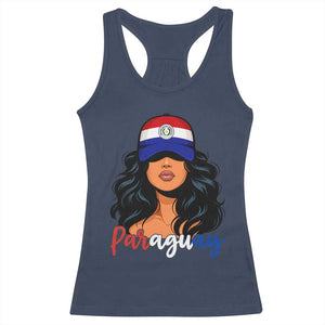 Proud Paraguayan Woman Melanin Curls Afro Latina Racerback Tank Top Paraguay Flag Roots Hispanic Heritage Pride TS02 Navy Print Your Wear
