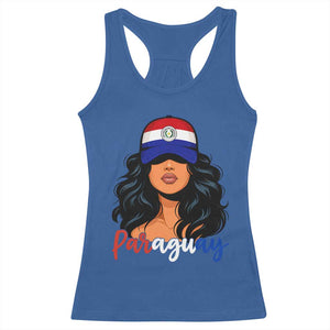 Proud Paraguayan Woman Melanin Curls Afro Latina Racerback Tank Top Paraguay Flag Roots Hispanic Heritage Pride TS02 Royal Blue Print Your Wear