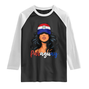 Proud Paraguayan Woman Melanin Curls Afro Latina Raglan Shirt Paraguay Flag Roots Hispanic Heritage Pride TS02 Black White Print Your Wear