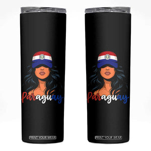 Proud Paraguayan Woman Melanin Curls Afro Latina Skinny Tumbler Paraguay Flag Roots Hispanic Heritage Pride TS02 Black Print Your Wear