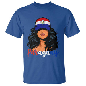 Proud Paraguayan Woman Melanin Curls Afro Latina T Shirt Paraguay Flag Roots Hispanic Heritage Pride TS02 Royal Blue Print Your Wear