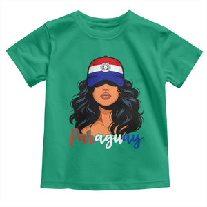 Proud Paraguayan Woman Melanin Curls Afro Latina Toddler T Shirt Paraguay Flag Roots Hispanic Heritage Pride TS02 Irish Green Print Your Wear