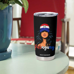 Proud Paraguayan Woman Melanin Curls Afro Latina Tumbler Cup Paraguay Flag Roots Hispanic Heritage Pride TS02 Print Your Wear
