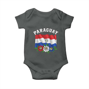 Paraguay Flag Passion Flower Mburucuya Graphic Baby Onesie Paraguaya Hispanic Latino Heritage Cultura Pride TS02 Dark Heather Print Your Wear