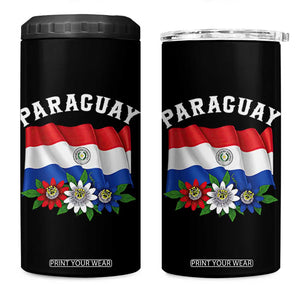 Paraguay Flag Passion Flower Mburucuya Graphic 4 in 1 Can Cooler Tumbler Paraguaya Hispanic Latino Heritage Cultura Pride TS02 One Size: 16 oz Black Print Your Wear
