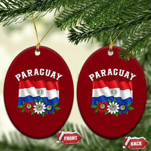 Paraguay Flag Passion Flower Mburucuya Graphic Ceramic Ornament Paraguaya Hispanic Latino Heritage Cultura Pride TS02 Print Your Wear