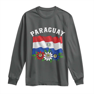 Paraguay Flag Passion Flower Mburucuya Graphic Long Sleeve Shirt Paraguaya Hispanic Latino Heritage Cultura Pride TS02 S Dark Heather Print Your Wear