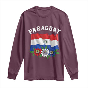 Paraguay Flag Passion Flower Mburucuya Graphic Long Sleeve Shirt Paraguaya Hispanic Latino Heritage Cultura Pride TS02 Maroon Print Your Wear